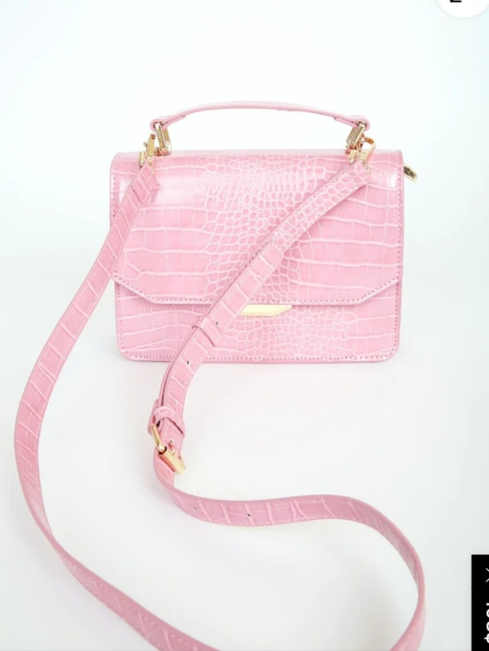 Lulus Fashionable Forever Pink Crocodile Embossed Crossbody Bag